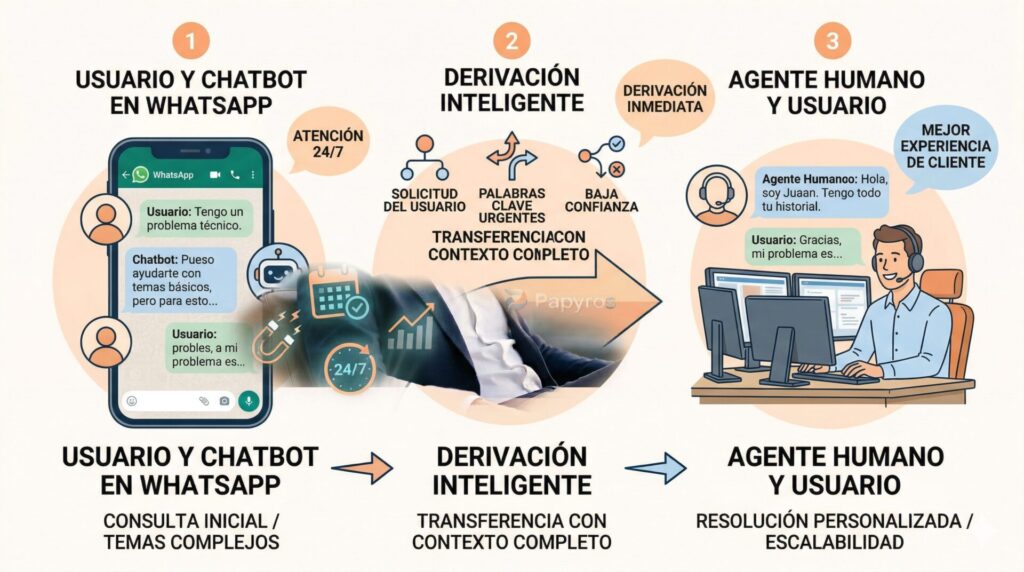 Atencion al cliente por WhatsApp automatizada con Papyros Digitales 2 - Atención al cliente por WhatsApp automatizada 24/7