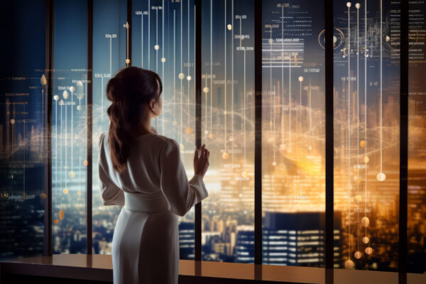 scene with business person working futuristic office job - IA con Alma: El Manual de Supervivencia para Marcas en la Era de los Algoritmos